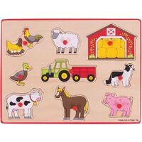 Bigjigs - Lift Out Puzzle - Farm 9pc