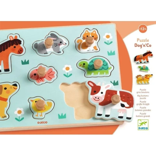 Djeco - Dog'n'Co Wooden Farm Puzzle 8pc